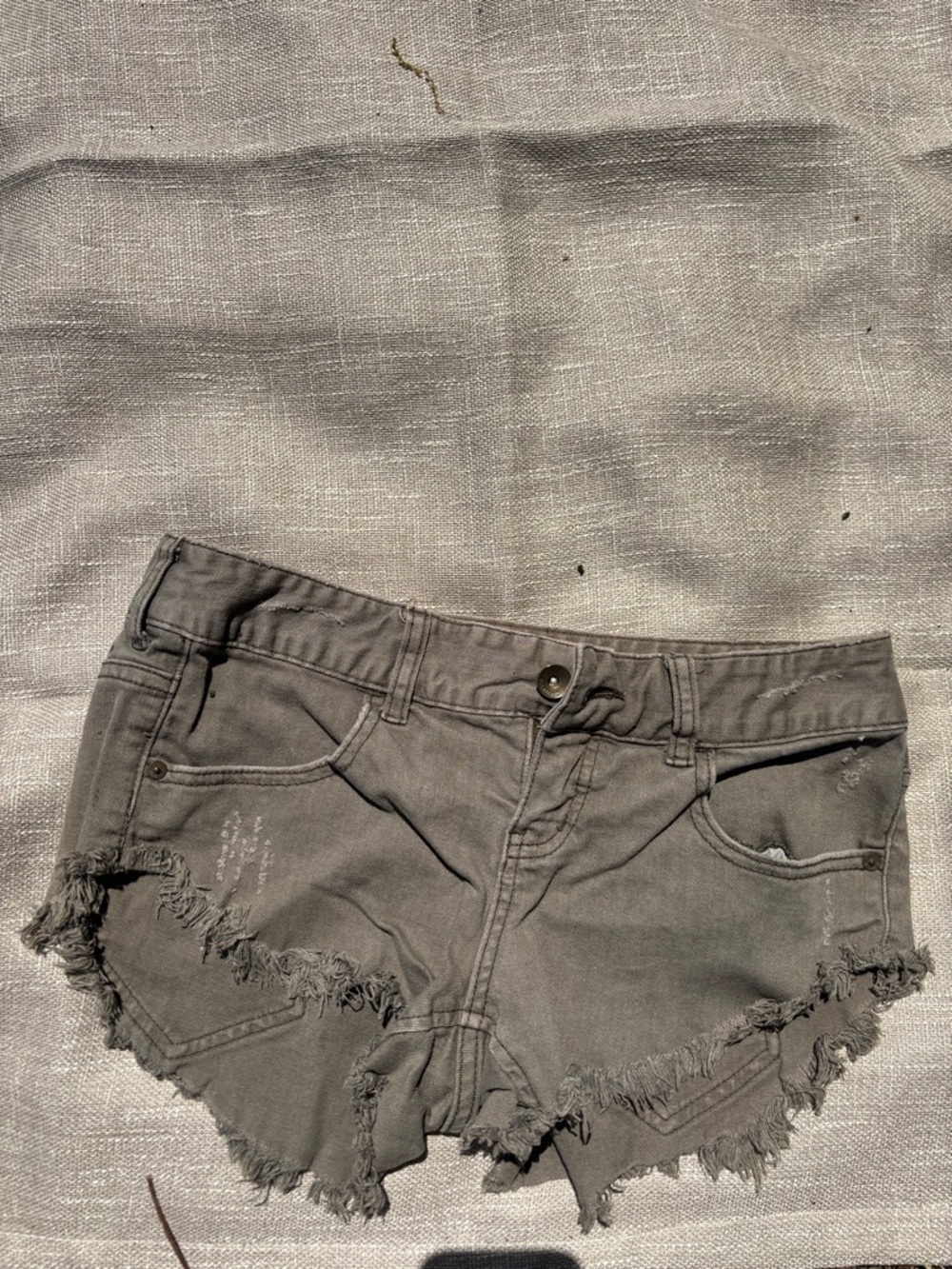Billabong Olive Green Distressed Frayed Hem Jean Shorts